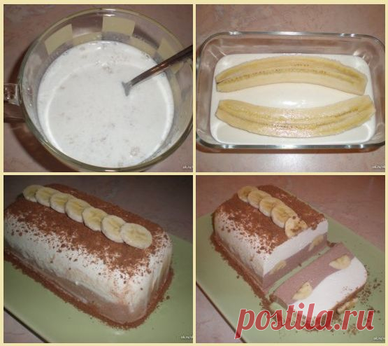 Творожный десерт с бананом