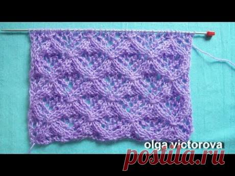 Ажурные объемные ромбы 483 Узоры  спицами