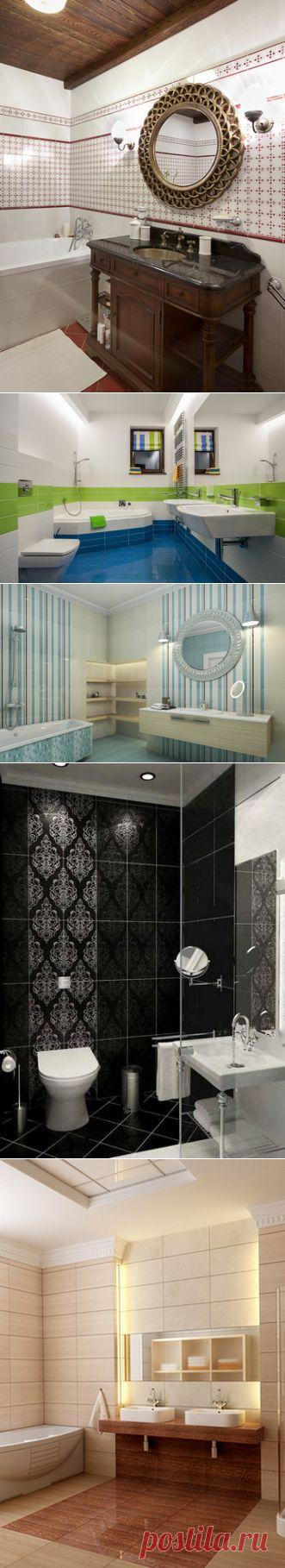 Варианты раскладки плитки в ванной и туалете