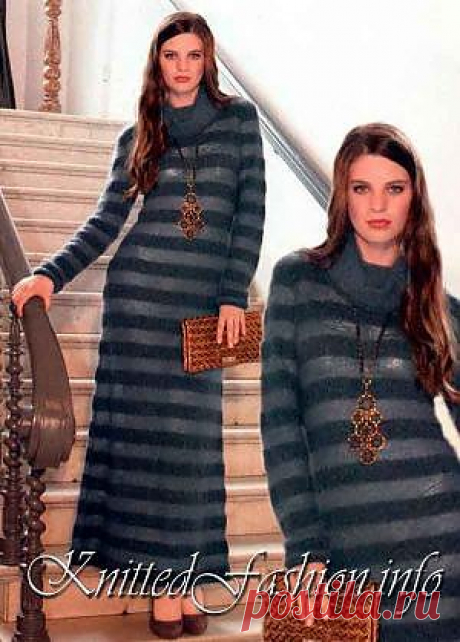 Длинное платье с хомутом - KnittedFashion.info