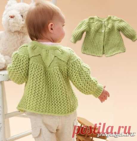 Жакет «с листьями» для девочки до года
Описание: https://prjaga.ru/vyazanie-dlya-detej/pulover-zhaket-sviter/zhaket-s-listyami-spicami-dlya-devochki-do-goda