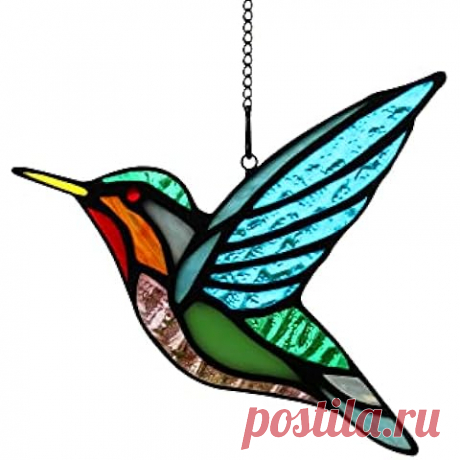 Amazon.com: Regalos de colibrí, vitrales, vitrales colgantes, decoración de pájaros de vidrieras para ventana de cocina, regalos de colibrí para mamá, atrapasoles. : Patio, Césped y Jardín