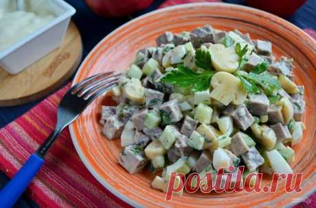 Салат с говяжьим языком и грибами - пошаговый рецепт с фото на Повар.ру