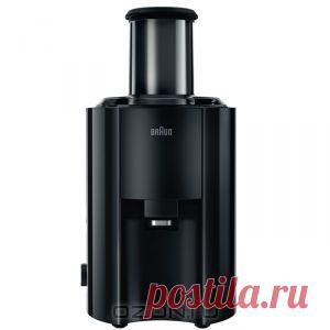 Braun J 300 - Корпус этой соковыжималки сделан из глянцевой пластмассы с вставками из нержавеющей стали, что не мешает ей быть надежной несмотря на свой элегантный дизайн и компактность. В этой соковыжималке идеально сочетаются красота форм и функциональность, дизайн и отличные рабочие характеристики, и все это выражается в точной продуманности каждой линии, каждой детали. Особая форма носика с системой «Антикапля», форма котейнера для мякоти придают этой соковыжималке обтекаемую идеальность.