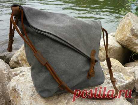 Canvastaschen - Nordlicht Canvas Schultertasche (Grau) - ein Designerstück von NordlichtBags bei DaWanda