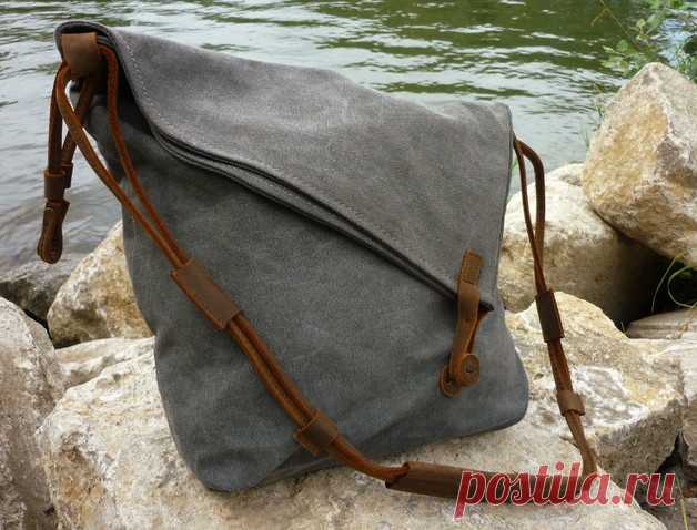 Canvastaschen - Nordlicht Canvas Schultertasche (Grau) - ein Designerstück von NordlichtBags bei DaWanda