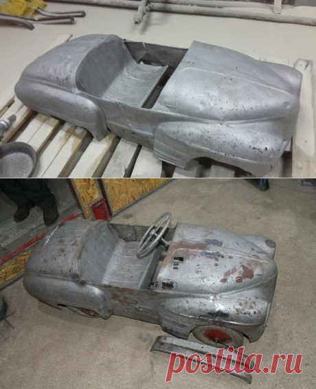 Восстановление детского педального автомобиля «Урал» -  Коллекционеры раритетных автомобилей могут заниматься восстановлением любых машин, в том числе и детских педальных авто. Одна из таких машин попала в руки коллекционеру, который загорелся идеей довести ее до ума. Редкий экземпляр под названием «Урал» пребывал в ужасном виде, а потому ему потребовалась полноценная реставрация с изготовлением и обновлением всех деталей. Ход работ и итог нам покажет данный фотоотчет.
