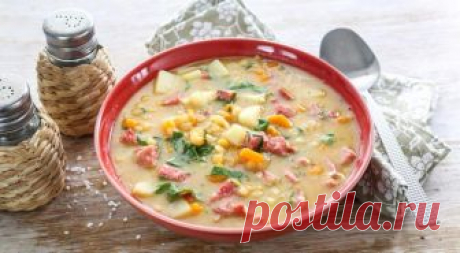 Вкусный гороховый суп с колбасой