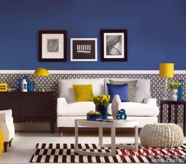 Синий цвет в интерьере гостиной, кухни, спальни. Фото интерьеров в синем цвете.