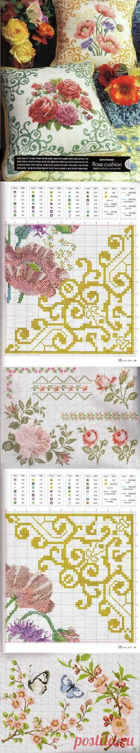 Вышивка крестом на подушке по схеме. Декор подушки самодельно | Домоводство для всей семьи