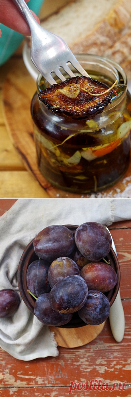 Вяленые сливы с чесноком, травами и солью