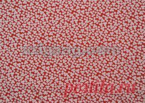 Интерлок белые цветочки на красном