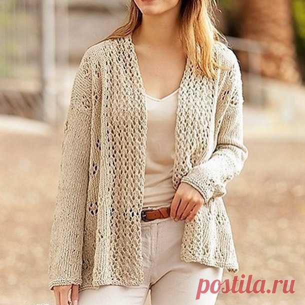 РАЗМЕРЫ: XS - S - M - L - XL - XXL ВАМ ПОТРЕБУЕТСЯ: пряжа DROPS BOMULL-LIN от Garnstudio (85 м 50 г, 53% хлопок, 47% лен) 450-500-550-650-700-750г цвет№03, light beige ИЛИ: пряжа DROPS PARIS от Garnstudio (принадлежит к пряже группы C) 550-600-650-700-750-850г цвет №26, beige ПЛОТНОСТЬ: 16п и 20р лиц гладью = 10 x 10 см. СПИЦЫ: Чулочные спицы DROPS DOUBLE POINTED NEEDLES 5.5 мм Круговые спицы DROPS CIRCULAR NEEDLE 5.5 мм длиной 40 и 80 см для лиц глади/ажурного узора. Чуло...