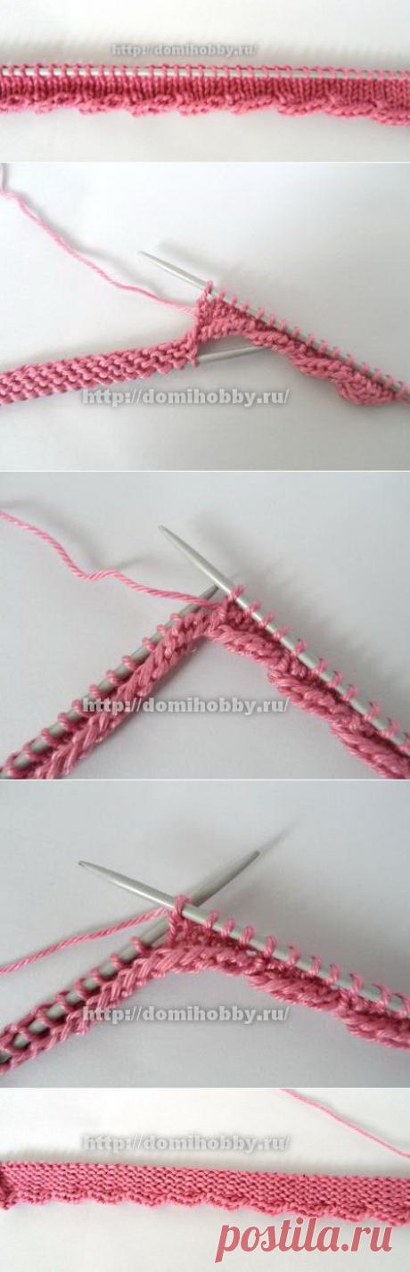 Вязание спицами перекрученной кромки.