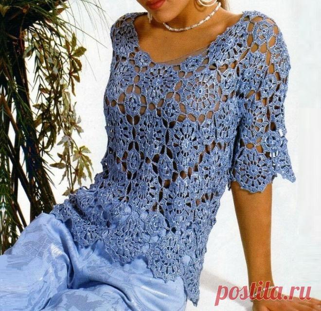 Простой способ связать кружевную летнюю блузу крючком (описание) | Идеи рукоделия | Яндекс Дзен