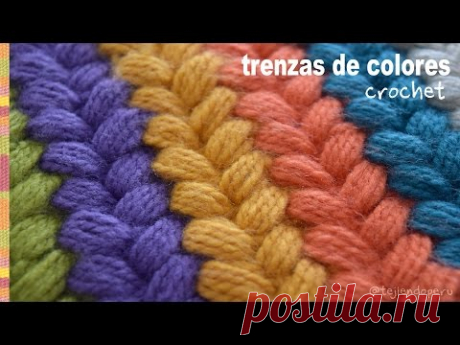 Trenzas puff de colores tejidas a crochet / Tejiendo Perú