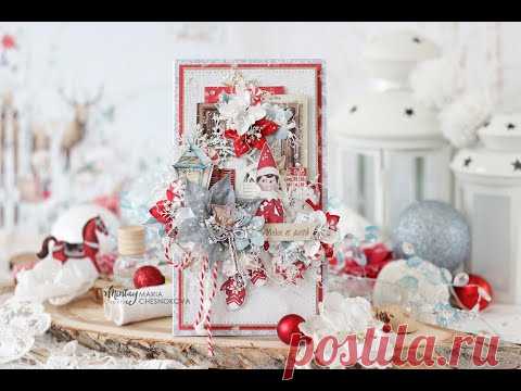 Новогодняя открытка с гномиком #скрапбукинг #мастеркласс - YouTube
