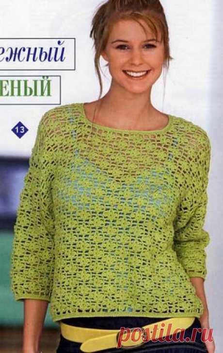 Ажурная кофта крючком.