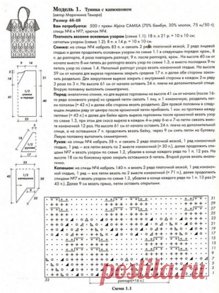 Туника с капюшоном спицами