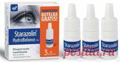 Starazolin HydroBalance 15ml (3x5ml) Medical device Starazolin HydroBalance UK are eye drops with sodium hyaluronate that provide long-lasting hydration. The product relieves irritation, fatigue and dry eye.