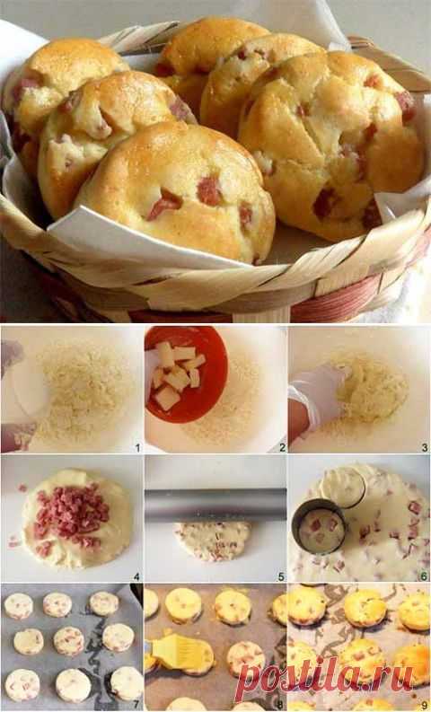 Сырные булочки с ветчиной