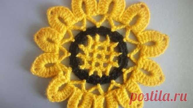 Мотив ПОДСОЛНУХ SUN FLOWER Crochet Motif