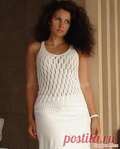 Белый топ спицами ажурным узором - Вязание - Страна Мам