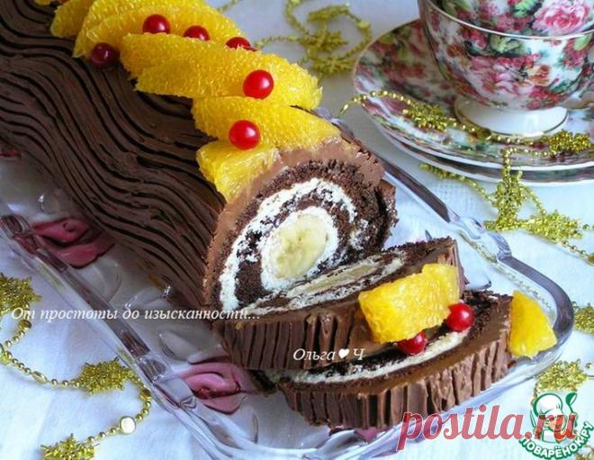 Шоколадно-творожный рулет 
