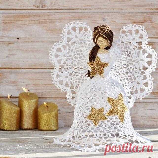 Рождественские ангелочки, вязанные крючком