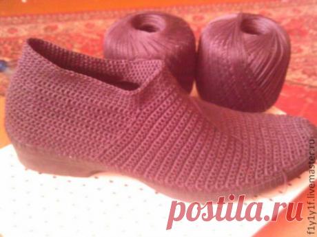 Пошаговое вязание сапожек на твердой подошве... мастер-класс....