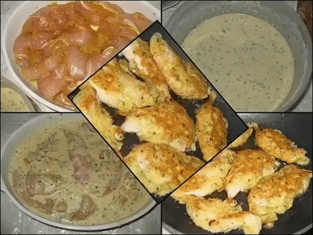 Курочка в особом кляре
Продукты: 
куриные грудки - 600 г., 
яйца - 3 шт., 
мука - 2 ст.л. с верхом, 
лимонный сок - 1 ст.л., 
зелень петрушки, 
соль, 
перец, 
смесь приправ "карри", 
тертый сыр - 50 г. (на любителя). 
Приготовление: 
грудки порезать на порционные кусочки, натереть их небольшим количеством соли и приправой "карри". 
Затем приготовить кляр - разбить в просторную миску 3 яйца, посолить, поперчить, добавить петрушку, лимонный сок, все перемешать. 
Аккуратно ввести муку, чтобы не б
