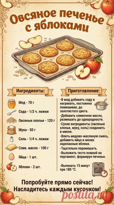 Овсяное печенье с яблоками