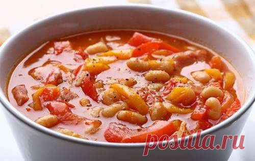 Суп с фасолью, томатом и шалфеем постный / Простые рецепты