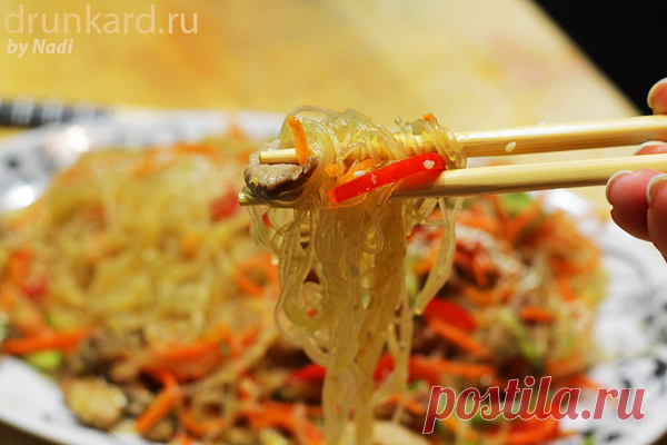 Фунчоза с мясом и овощами
