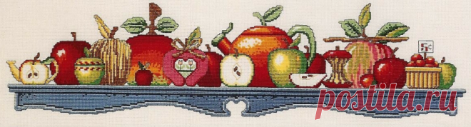 Яблочная панель. Вышивка крестом, схемы.