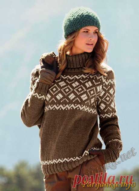 Как хорошо уметь вязать: ПУЛОВЕР C ЖАККАРДОМ И ШАПКА (Ж) 426 И 427 CREATIONS 11/12 BDF №1844 от сайта Парижанка.......