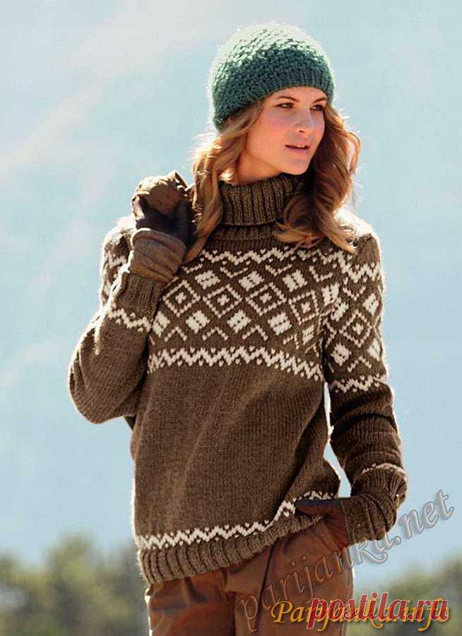 Как хорошо уметь вязать: ПУЛОВЕР C ЖАККАРДОМ И ШАПКА (Ж) 426 И 427 CREATIONS 11/12 BDF №1844 от сайта Парижанка.......