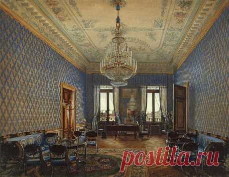 Interiors of the Winter Palace. The Drawing-Room of Grand Princess Maria Nikolayevna - Konstantin Andreyevich Ukhtomsky - Drawings, Prints and Painting from Hermitage Museum | brunhild110 приколол(а) это к доске Interior painting