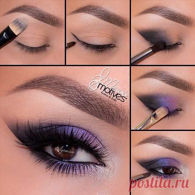 Фиолетовый цвет подчеркивает карие глаза #урокиКрасоты #заботаОкоже #корректор #красота #женщины#модаикрсота #маникюр #девушки #красотаДевушек #помощь #губы #танальныйКрем #совет