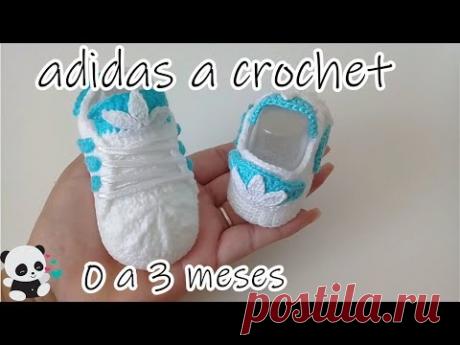 Adidas tejidos a crochet -bebe-0 a 3 meses
