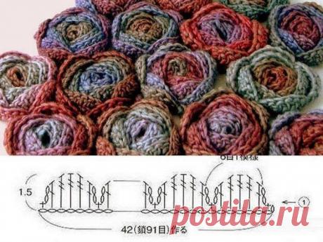 Розочки крючком