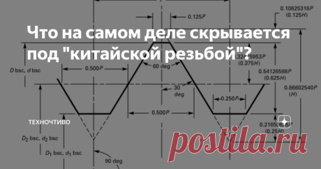 Что на самом деле скрывается под "китайской резьбой"? Очень вредная резьба, которая может изрядно потрепать нервы не только молодым технарям... Я уже посвятил несколько публикаций резьбовым соединениям и несколько раз в комментариях проскакивали упоминания "китайской" зловредной резьбы, профиль которой трудно раскусить. Тогда я вспомнил, как ко мне подошел коллега по работе и попросил помочь определить что за резьба на винте. Он также назвал ее "китайской", потому что винт...