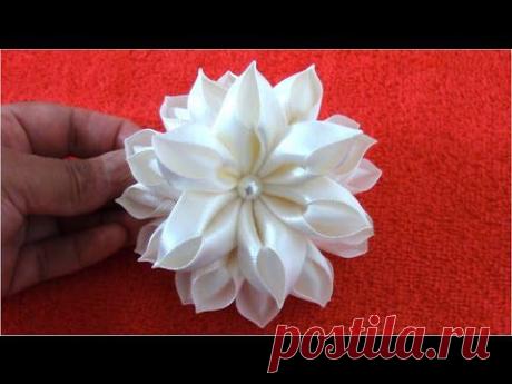 ▶ Flores Kanzashi hermosas en cintas de raso paso a paso - YouTube