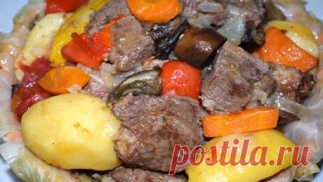 Мясо тушеное с овощами в казане. Ну очень вкусно! — sovets-online.ru