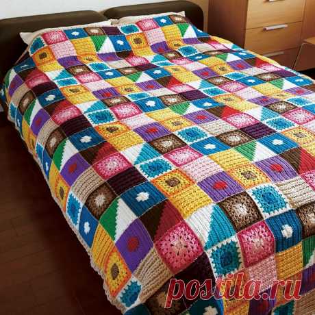 В стиле пэчворк: 16 пледов крючком и спицами | Вязание с Paradosik_Handmade | Дзен