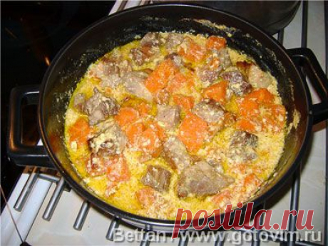 Тыква с мясом в сливочном соусе. Фото-рецепт / Готовим.РУ