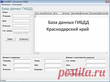 База данных ГИБДД Краснодарского края 2014. Скачать базы данных ГИБДД