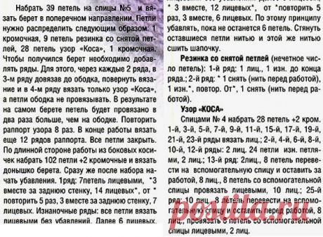 Объемный берет спицами с крупным узором коса | ВЯЗАНИЕ ШАПОК: женские шапки спицами и крючком, мужские и детские шапки, вязаные сумки