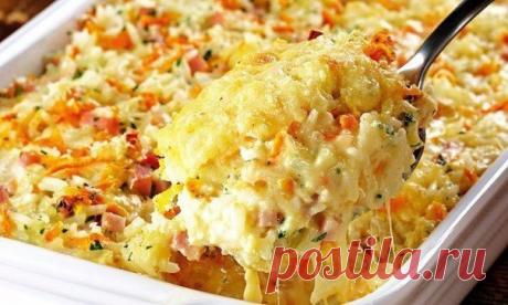 Запеканка из риса, ветчины и сыра / Модное Настроение