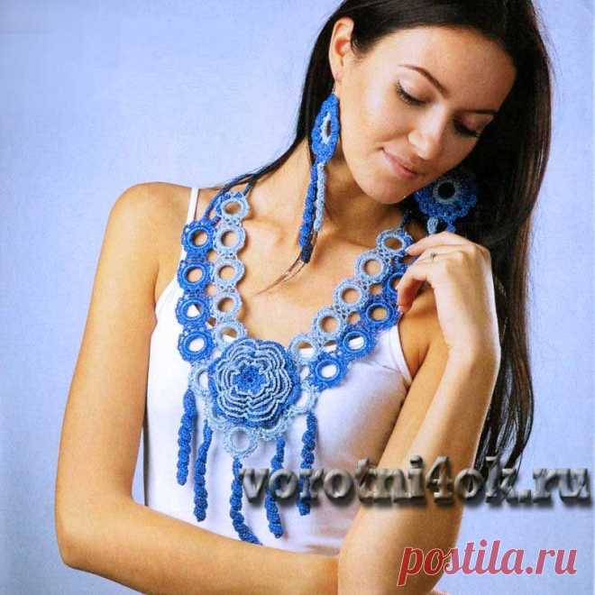 Сине-голубой комплект (вязание крючком)